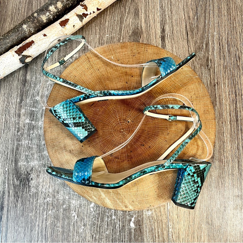 * Paul Andrew | Calla Blue/Black Python Ankle Strap Sandals Size 39.5